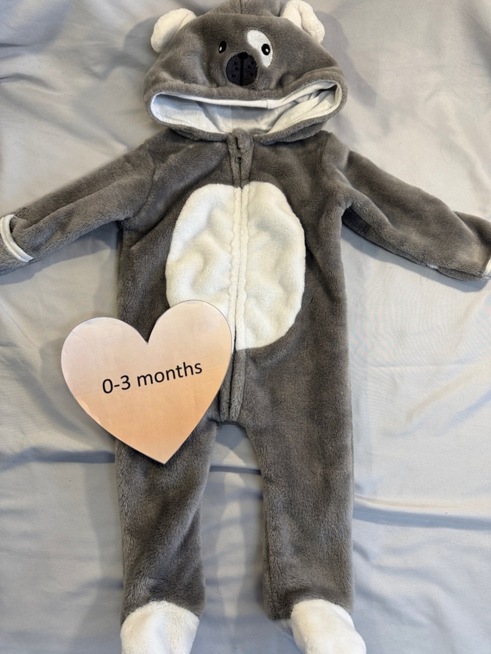 Penelope Baby Mack - grey and white fuzzy One piece bunting bag. Sz 0-3 months